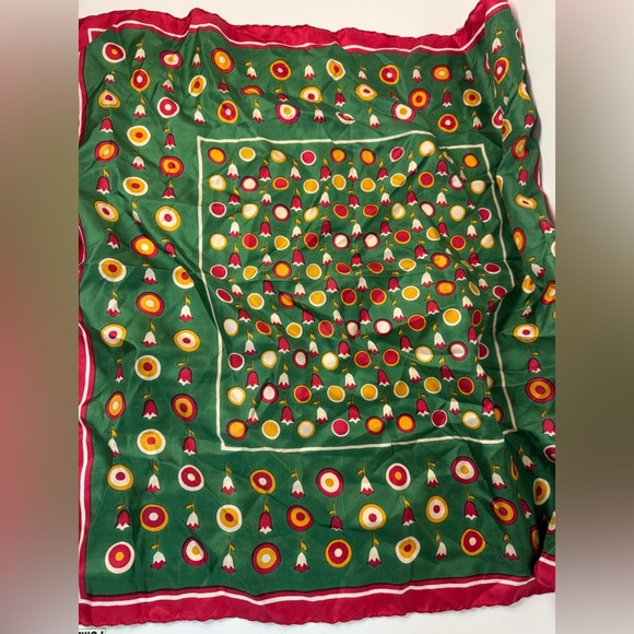 Vintage Saks Fifth Avenue Silk  Pattern Scarf 22" - Picture 1 of 4